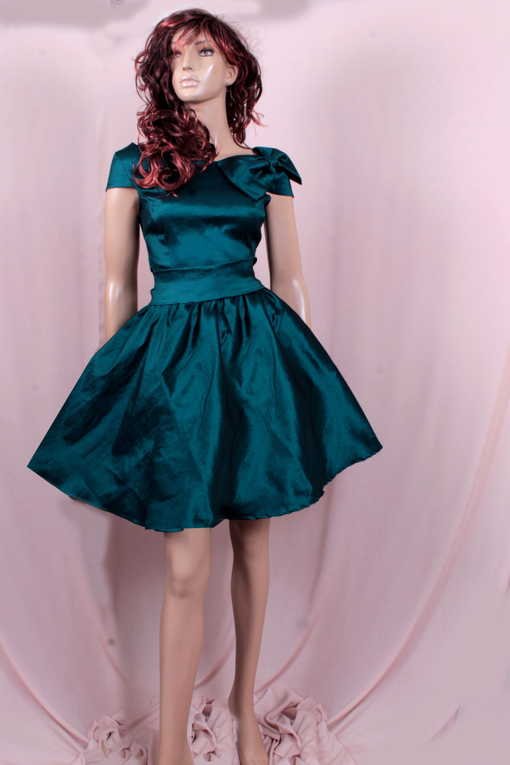 Plus Size Bridesmaid Dark Teal Taffeta /party /prom /graduation/formal